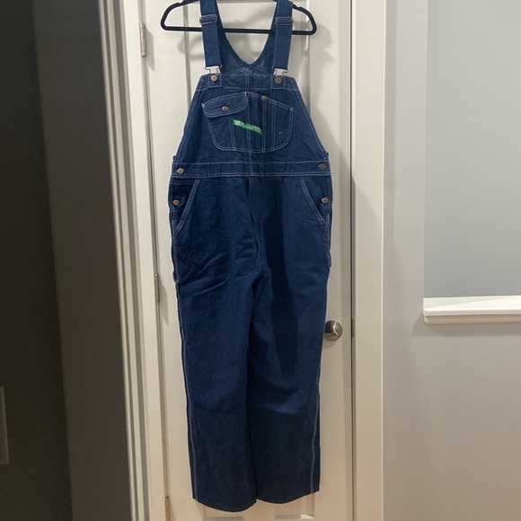 KEY denim overalls bibs outdoor hardworking farm hand Waist 42  x Length 29 - Picture 1 of 12